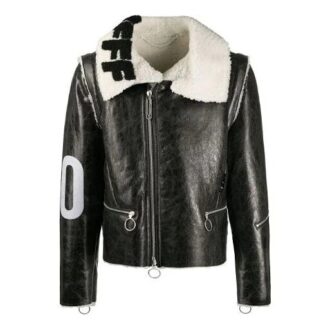Off-White Men’ s Arrow Faux Fur Black Jacket