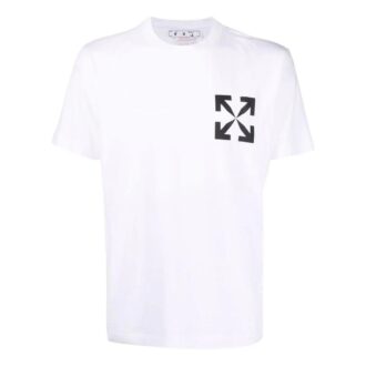 Off-White Men’ s Arrow Pattern Cotton Short Sleeve White T-Shirt