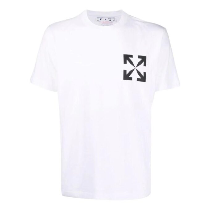 Off-White Men’ s Arrow Pattern Cotton Short Sleeve White T-Shirt