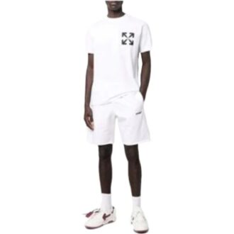 Off-White Men’ s Arrow Pattern Cotton Short Sleeve White T-Shirt