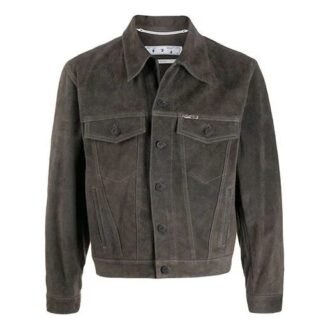 Off-White Men’ s Arrow Pattern Denim Jacket Gray