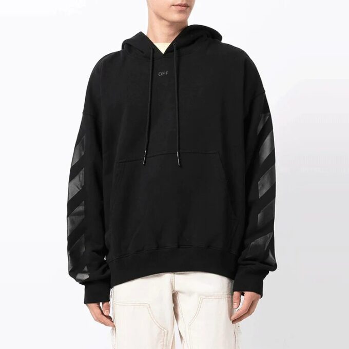 Off-White Men’ s Arrow Pattern Plain Weave Knit Black