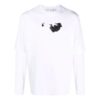 Off-White Men’ s Arrow Pattern Printing Double Layer Sleeve Long Sleeves Loose Fit White T-Shirt