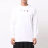 Off-White Men’ s Arrow Pattern Printing Long Sleeves Ordinary White T-Shirt