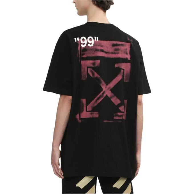 Off-White Men’ s Arrow Pattern Short Sleeve Loose Fit Black T-Shirt