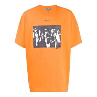 Off-White Men’ s Arrow Printing Round Neck Short Sleeve Orange T-Shirt Off-White Men’ s Arrow Printing Round Neck Short Sleeve Orange T-Shirt