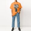 Off-White Men’ s Arrow Printing Round Neck Short Sleeve Orange T-Shirt