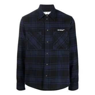 Off-White Men’ s Arrows Plaid Flannel Blue Shirt Off-White Men’ s Arrows Plaid Flannel Blue Shirt
