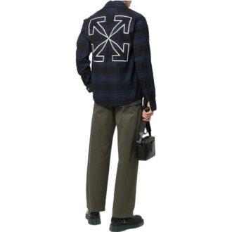 Off-White Men’ s Arrows Plaid Flannel Blue Shirt Off-White Men’ s Arrows Plaid Flannel Blue Shirt