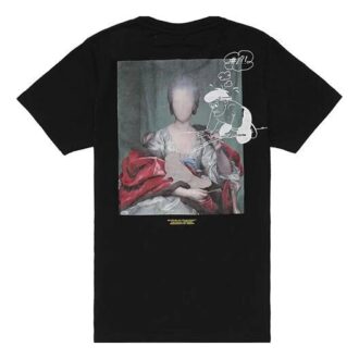 Off-White Men’ s Back Photo Printing Short Sleeve Black T-Shirt