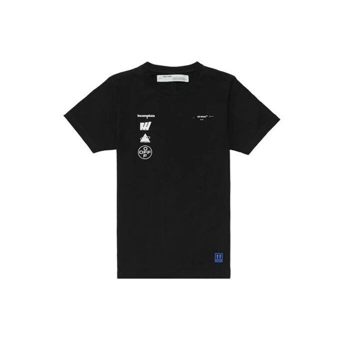 Off-White Men’ s Back Photo Printing Short Sleeve Black T-Shirt