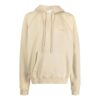 Off-White Men’ s Back Stripe Pattern Printing Pullover Hooded Long Sleeves Loose Fit Beige