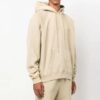 Off-White Men’ s Back Stripe Pattern Printing Pullover Hooded Long Sleeves Loose Fit Beige