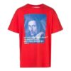 Off-White Men’ s Bernini Logo Printing Short Sleeve Loose Fit Red T-Shirt