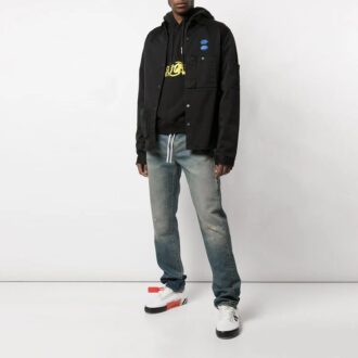 Off-White Men’ s Blue Logo Shirt Jacket Black Off-White Men’ s Blue Logo Shirt Jacket Black