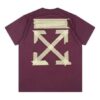 Off-White Men’ s Bronzing Arrow Rubber Strap Patch Short Sleeve Purple T-Shirt