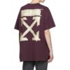 Off-White Men’ s Bronzing Arrow Rubber Strap Patch Short Sleeve Purple T-Shirt