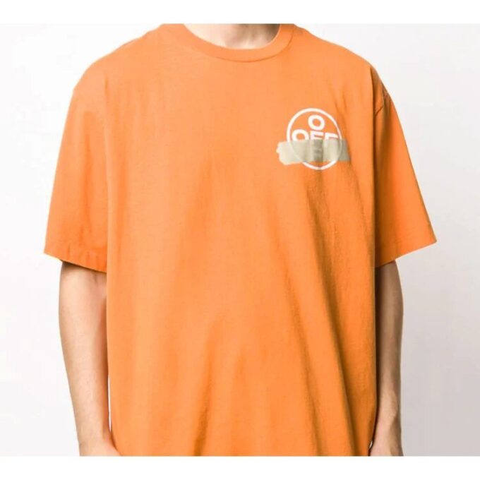 Off-White Men’ s Bronzing Arrow Rubber Strap Patch Short Sleeve T-Shirt