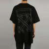 Off-White Men’ s c/o Distress Black Gray 3D Sketch Arrow Short Sleeve Loose Fit T-Shirt