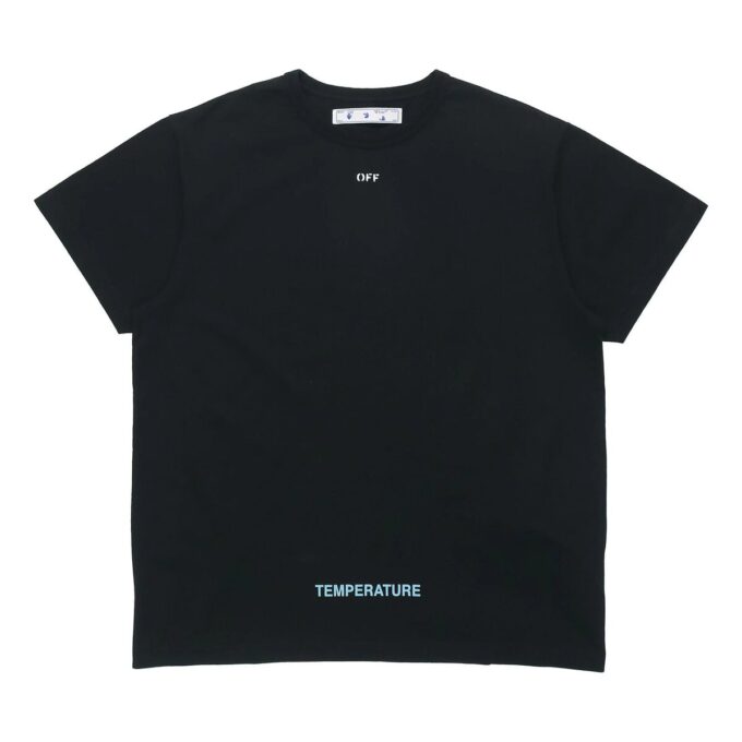 Off-White Men’ s C/O VIRGIL ABLOH Basic Alphabet Stripe Short Sleeve Black T-Shirt