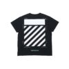 Off-White Men’ s C/O VIRGIL ABLOH Basic Alphabet Stripe Short Sleeve Black T-Shirt