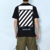 Off-White Men’ s C/O VIRGIL ABLOH Basic Alphabet Stripe Short Sleeve Black T-Shirt