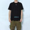 Off-White Men’ s C/O VIRGIL ABLOH Basic Alphabet Stripe Short Sleeve Black T-Shirt