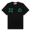 Off-White Men’ s C/O VIRGIL ABLOH Embroidered Logo Printing Short Sleeve Loose Version Black T-Shirt