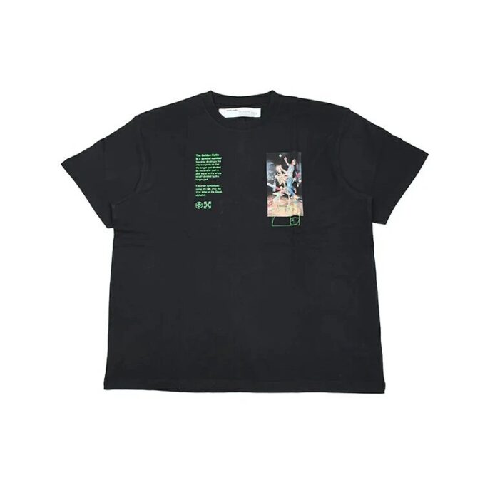 Off-White Men’ s C/O VIRGIL ABLOH Skeleton Painting Short Sleeve Loose Fit Black T-Shirt
