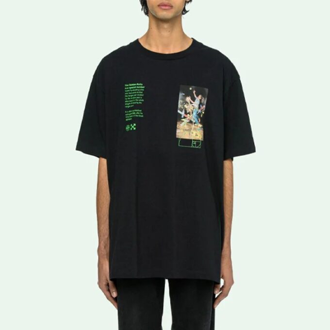 Off-White Men’ s C/O VIRGIL ABLOH Skeleton Painting Short Sleeve Loose Fit Black T-Shirt