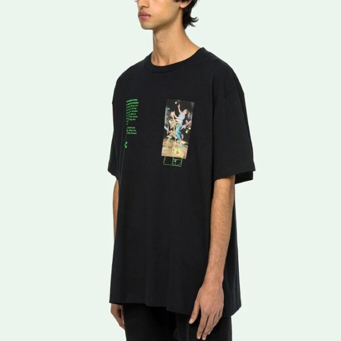 Off-White Men’ s C/O VIRGIL ABLOH Skeleton Painting Short Sleeve Loose Fit Black T-Shirt