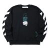 Off-White Men’ s C/O Virgil Abloh Slogan Arrow Printing Round Neck Black