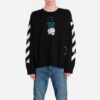 Off-White Men’ s C/O Virgil Abloh Slogan Arrow Printing Round Neck Black