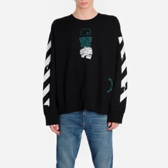 Off-White Men’ s C/O Virgil Abloh Slogan Arrow Printing Round Neck Black Off-White Men’ s C/O Virgil Abloh Slogan Arrow Printing Round Neck Black