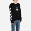 Off-White Men’ s C/O Virgil Abloh Slogan Arrow Printing Round Neck Black