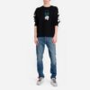 Off-White Men’ s C/O Virgil Abloh Slogan Arrow Printing Round Neck Black