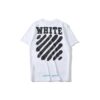 Off-White Men’ s C/O VIRGIL ABLOH Tiger Stripes Splash Ink Printing Short Sleeve White T-Shirt