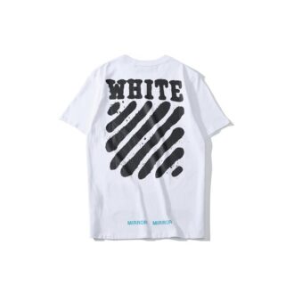 Off-White Men’ s C/O VIRGIL ABLOH Tiger Stripes Splash Ink Printing Short Sleeve White T-Shirt Off-White Men’ s C/O VIRGIL ABLOH Tiger Stripes Splash Ink Printing Short Sleeve White T-Shirt