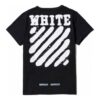 Off-White Men’ s C/O VIRGIL ABLOH Tiger Stripes Splash Ink Printing Short Sleeve Black T-Shirt