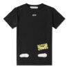 Off-White Men’ s C/O Virgil Abloh Tiger Stripes Splash Ink Short Sleeve Black T-Shirt