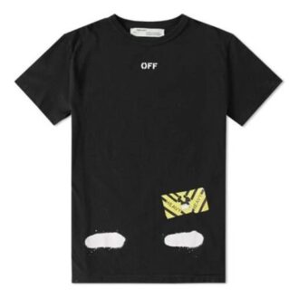 Off-White Men’ s C/O Virgil Abloh Tiger Stripes Splash Ink Short Sleeve Black T-Shirt Off-White Men’ s C/O Virgil Abloh Tiger Stripes Splash Ink Short Sleeve Black T-Shirt