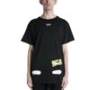 Off-White Men’ s C/O Virgil Abloh Tiger Stripes Splash Ink Short Sleeve Black T-Shirt