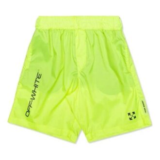 Off-White Men’ s C/O VIRGIL ABLOH Waist Logo Sports Shorts Fluorescence Yellow Off-White Men’ s C/O VIRGIL ABLOH Waist Logo Sports Shorts Fluorescence Yellow