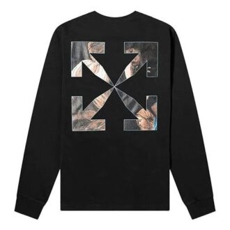 Off-White Men’ s c/o Virgil Caravaggio Printing Round Neck Long Sleeves Black T-Shirt Off-White Men’ s c/o Virgil Caravaggio Printing Round Neck Long Sleeves Black T-Shirt