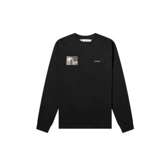 Off-White Men’ s c/o Virgil Caravaggio Printing Round Neck Long Sleeves Black T-Shirt Off-White Men’ s c/o Virgil Caravaggio Printing Round Neck Long Sleeves Black T-Shirt