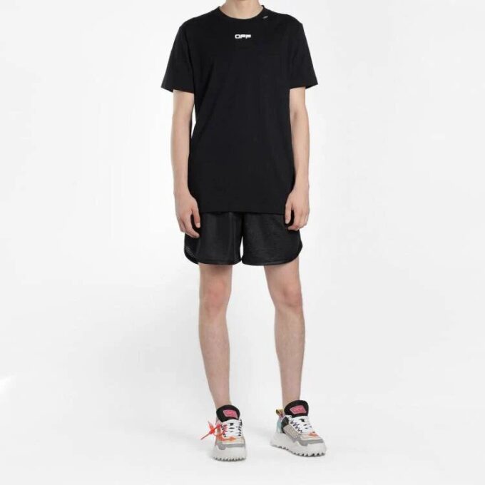 Off-White Men’ s Caravaggio Arrow Back Printing Short Sleeve Ordinary Version Black T-Shirt