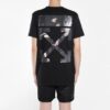 Off-White Men’ s Caravaggio Arrow Back Printing Short Sleeve Ordinary Version Black T-Shirt