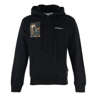 Off-White Men’ s Caravaggio Painting Character Alphabet Cotton Hooded Long Sleeves Pullover Black Off-White Men’ s Caravaggio Painting Character Alphabet Cotton Hooded Long Sleeves Pullover Black