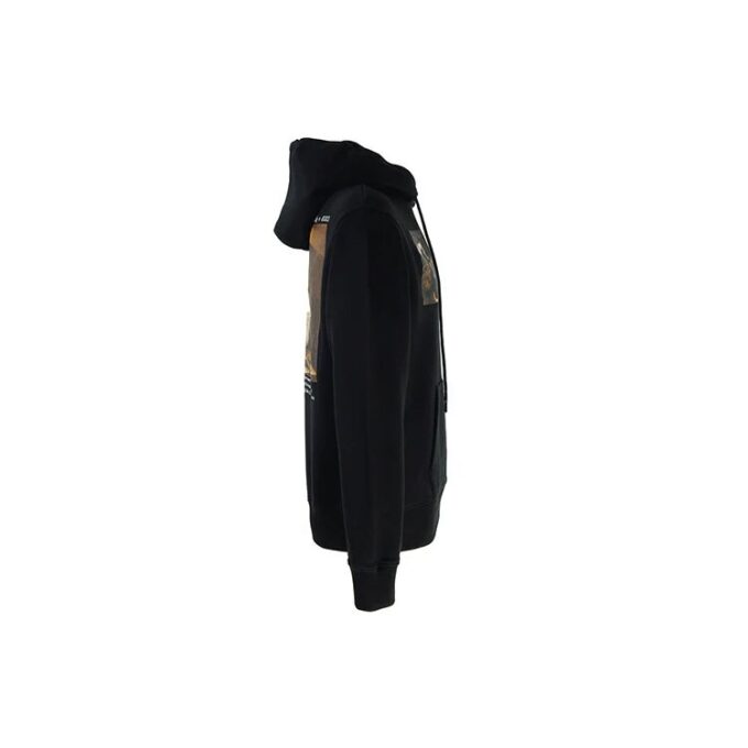 Off-White Men’ s Caravaggio Painting Character Alphabet Cotton Hooded Long Sleeves Pullover Black