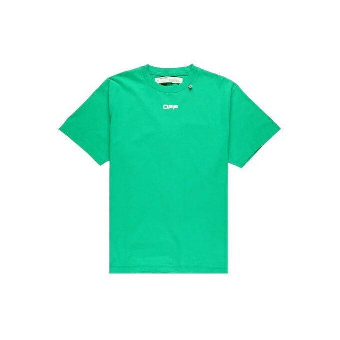 Off-White Men’ s Caravaggio Square Back Printing Short Sleeve Loose Version Green o Virgil Abloh Tee